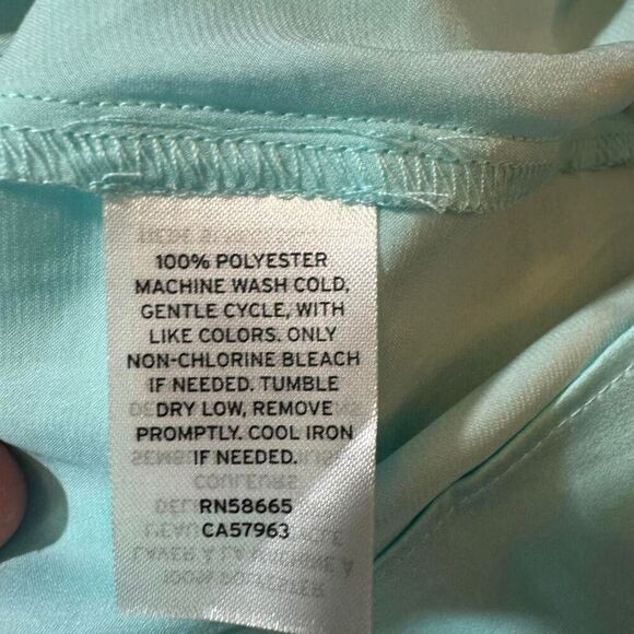 Bp Women's Teal Paradise Bow Tie Cut out smocked back cami top blouse Sz M - Picture 5 of 6